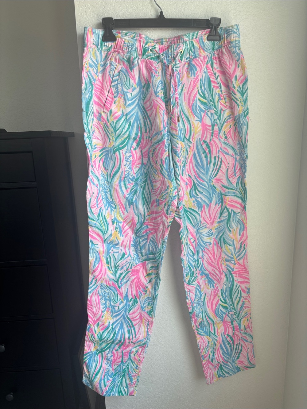 Lilly Pulitzer Multicolor Tropical Print Drawstring Linen Pants